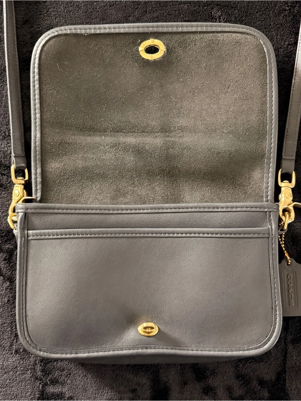 Coach Pre '94 1989 - 1993 Vintage Navy Blue Pocket Purse - Picture 4 of 13